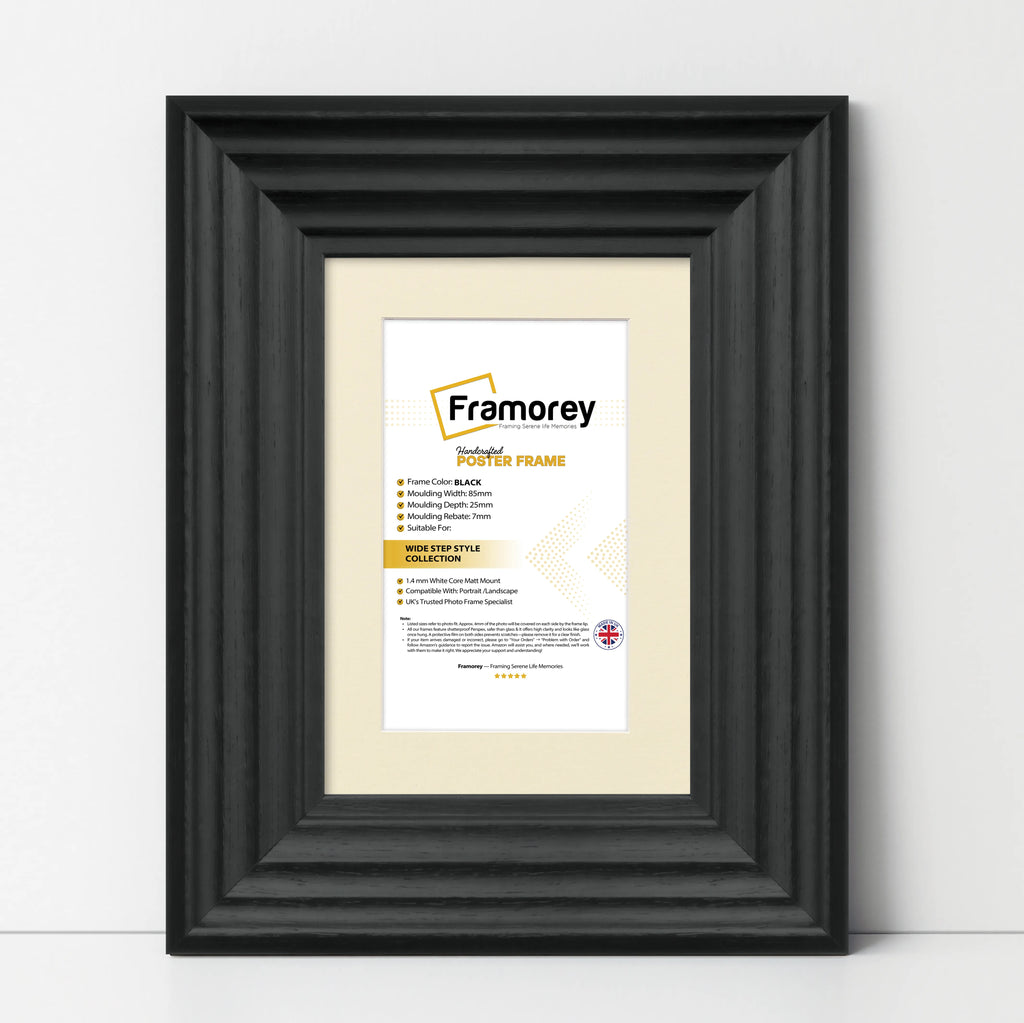 Black Wooden Picture Frames With Ivory Mount
