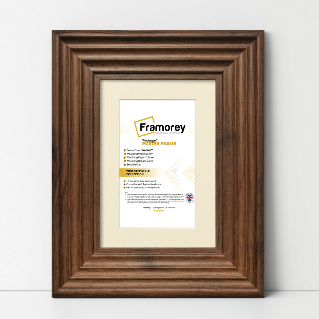 Walnut Wooden Picture Frames With Ivory Mount