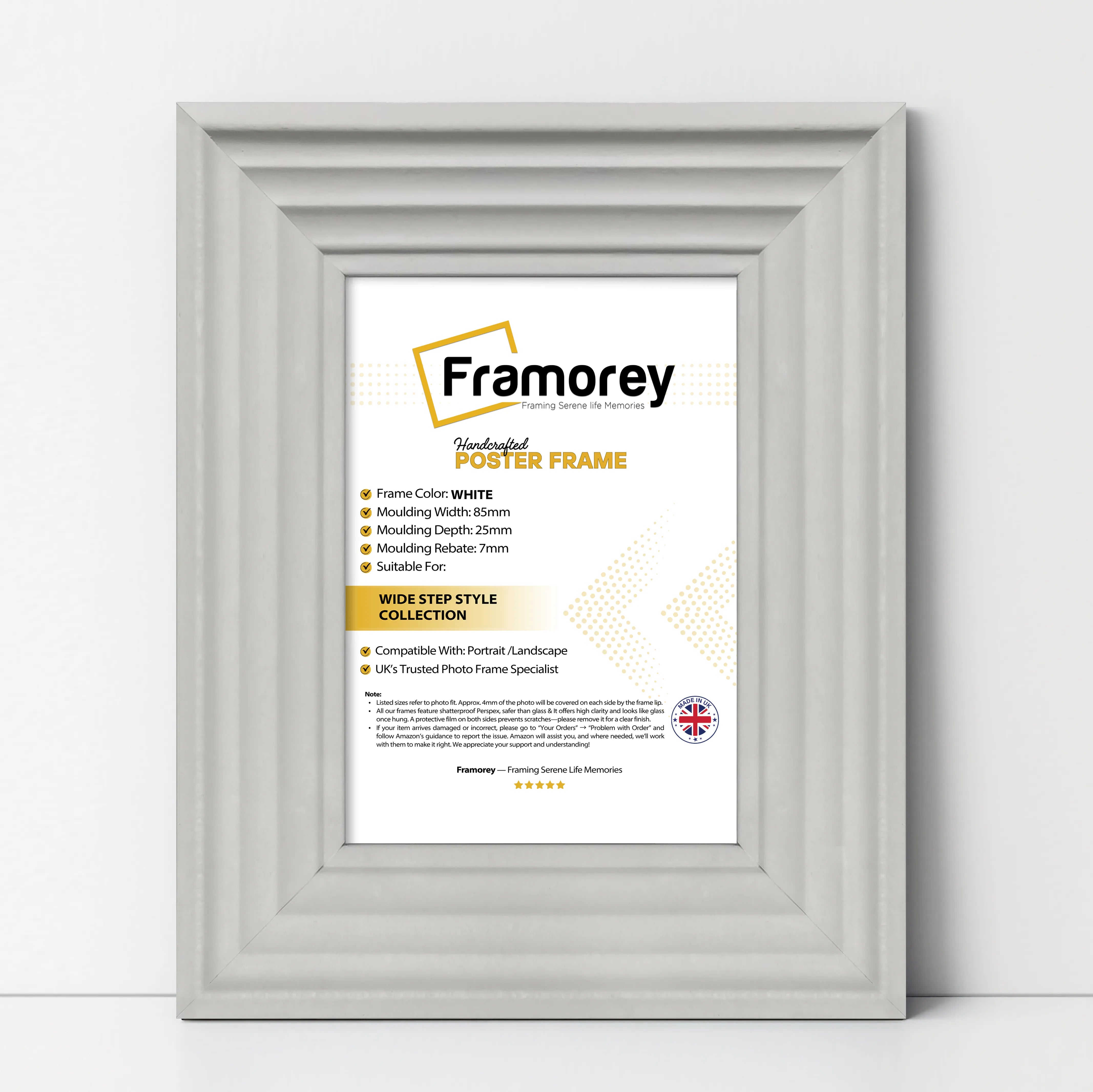 White Wooden Picture Frames Big Step Style Photo Frames