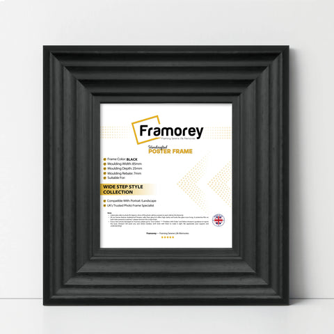 Square Size Black Wooden Picture Frames Big Step Style