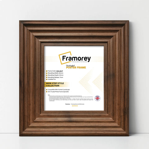 Square Size Walnut Wooden Picture Frames Big Step Style