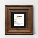 Square Walnut Wooden Picture Frame Big Step Style with Black Mount
