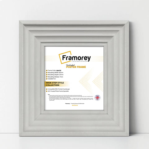 Square Size White Wooden Picture Frames Big Step Style Photo Frames