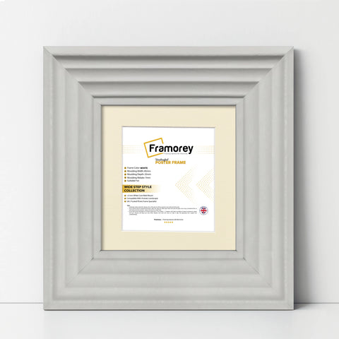Big Step Style Square White Wooden Picture Frame With Ivory Mount