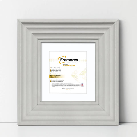 Big Step Style Square White Wooden Picture Frame With White Mount