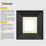 Square Black Wooden Picture Frame Big Step Style with Ivory Mount