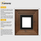 Square Walnut Wooden Picture Frame Big Step Style with Black Mount