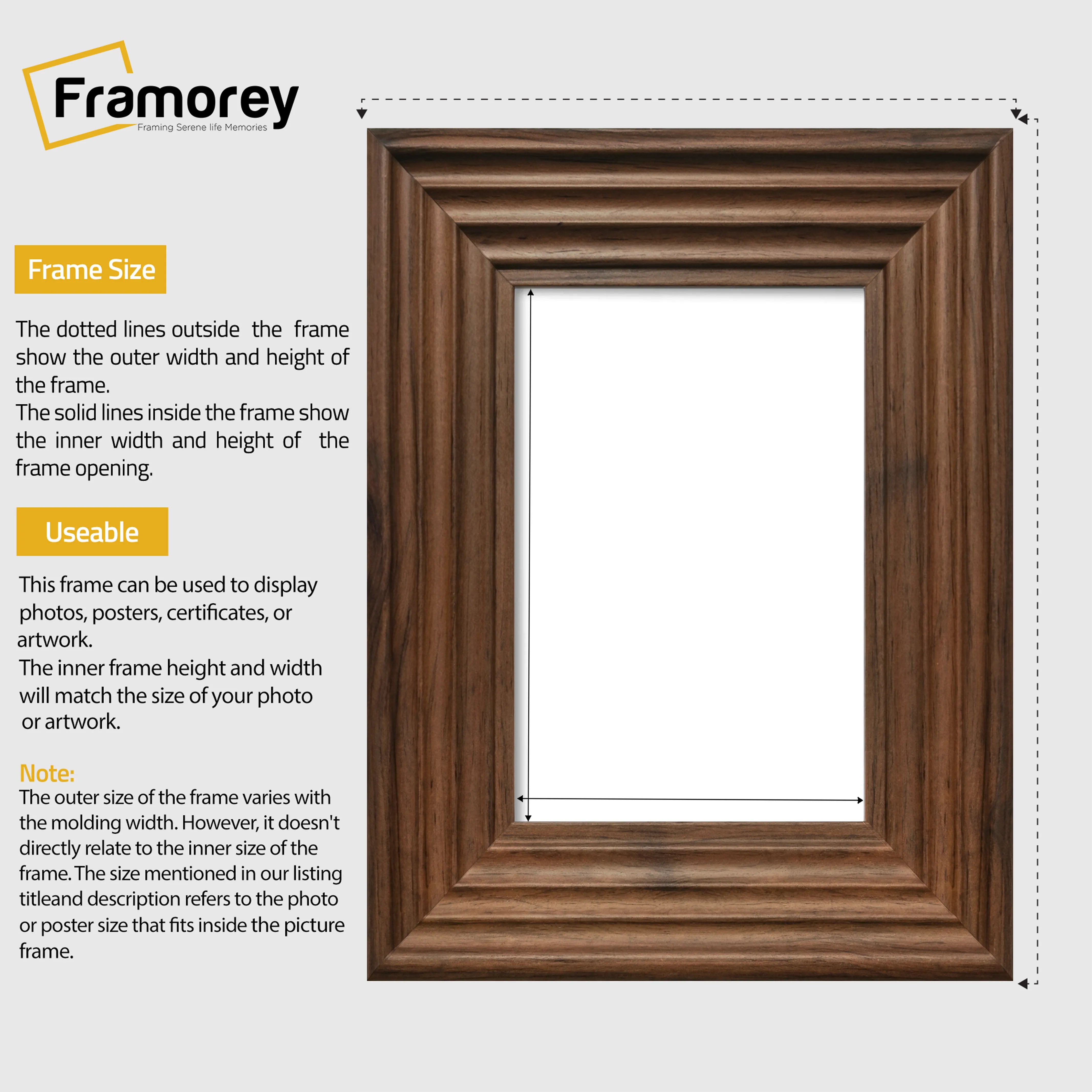 Walnut Wooden Picture Frames Big Step Style Photo Frames