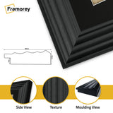 Square Black Wooden Picture Frame Big Step Style with Black Mount