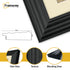 Square Black Wooden Picture Frame Big Step Style with Ivory Mount