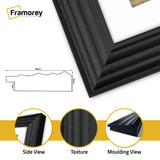 Black Wooden Picture Frames Big Step Style, With White Mount