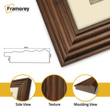 Panoramic Size Walnut Wooden Picture Frame Big Step Style with Ivory Mount