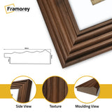 Walnut Wooden Picture Frames Big Step Style, With White Mount