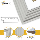 Panoramic White Wooden Picture Frame Big Step Style With White Mount