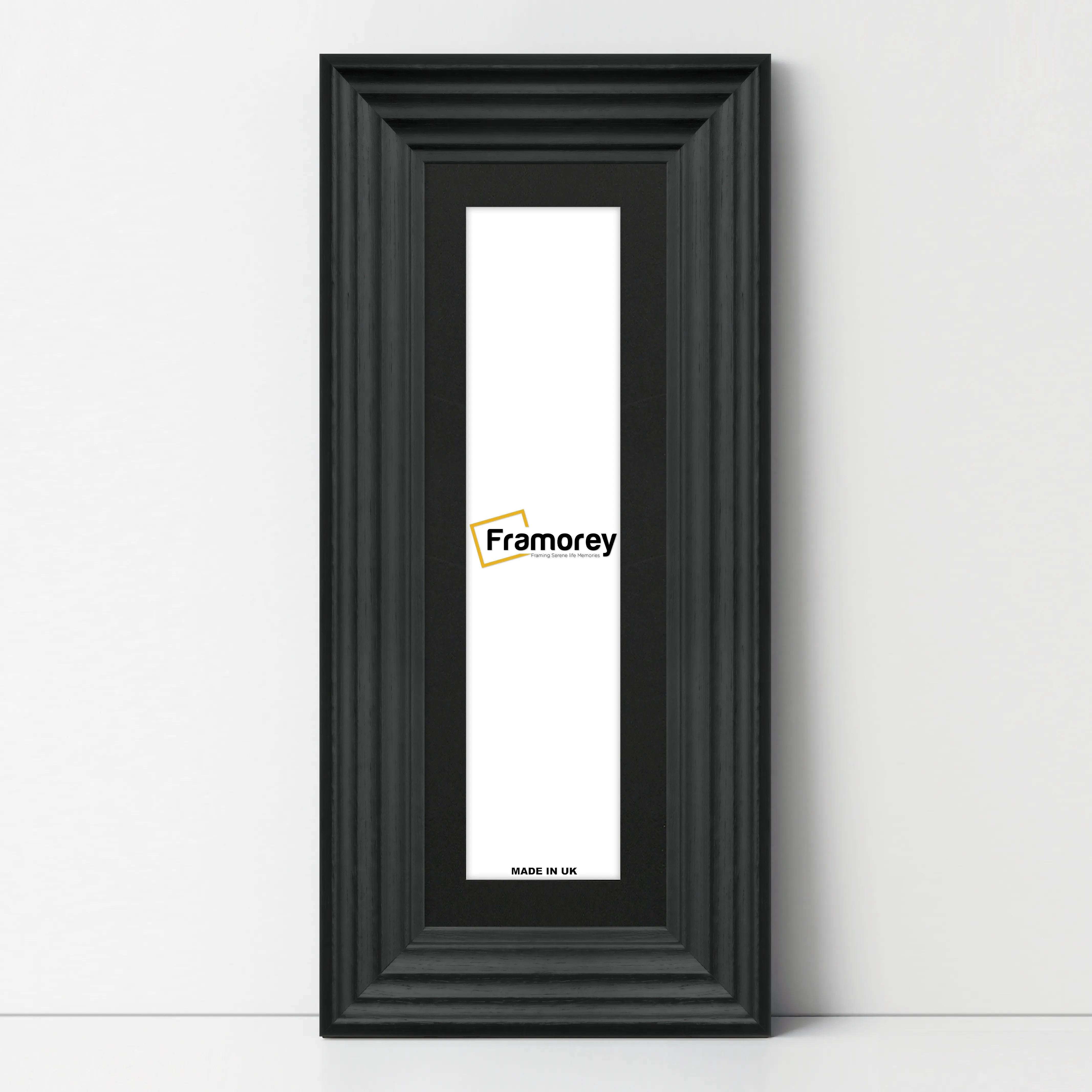 Panoramic Size Black Wooden Picture Frame Big Step With Black Mount