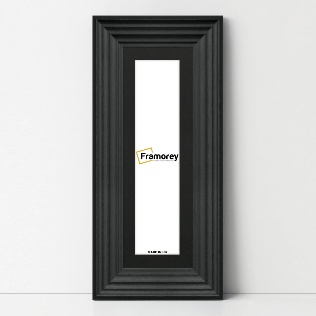 Panoramic Size Black Wooden Picture Frame Big Step With Black Mount