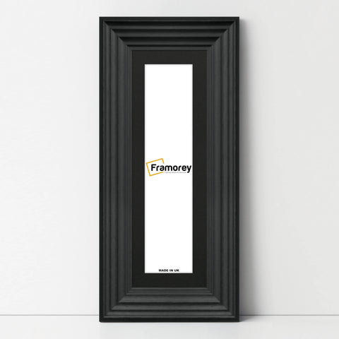 Panoramic Size Black Wooden Picture Frame Big Step With Black Mount