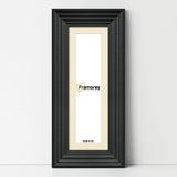 Panoramic Size Black Wooden Picture Frame Big Step Style with Ivory Mount