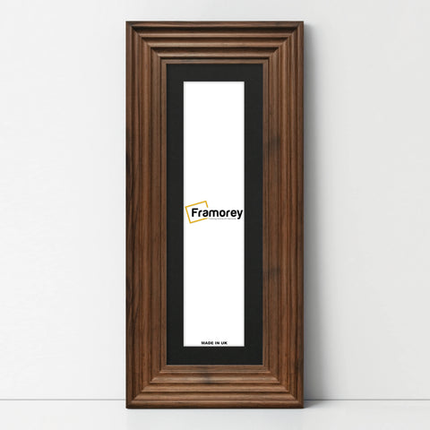 Panoramic Size Walnut Wooden Picture Frame Big Step With Black Mount