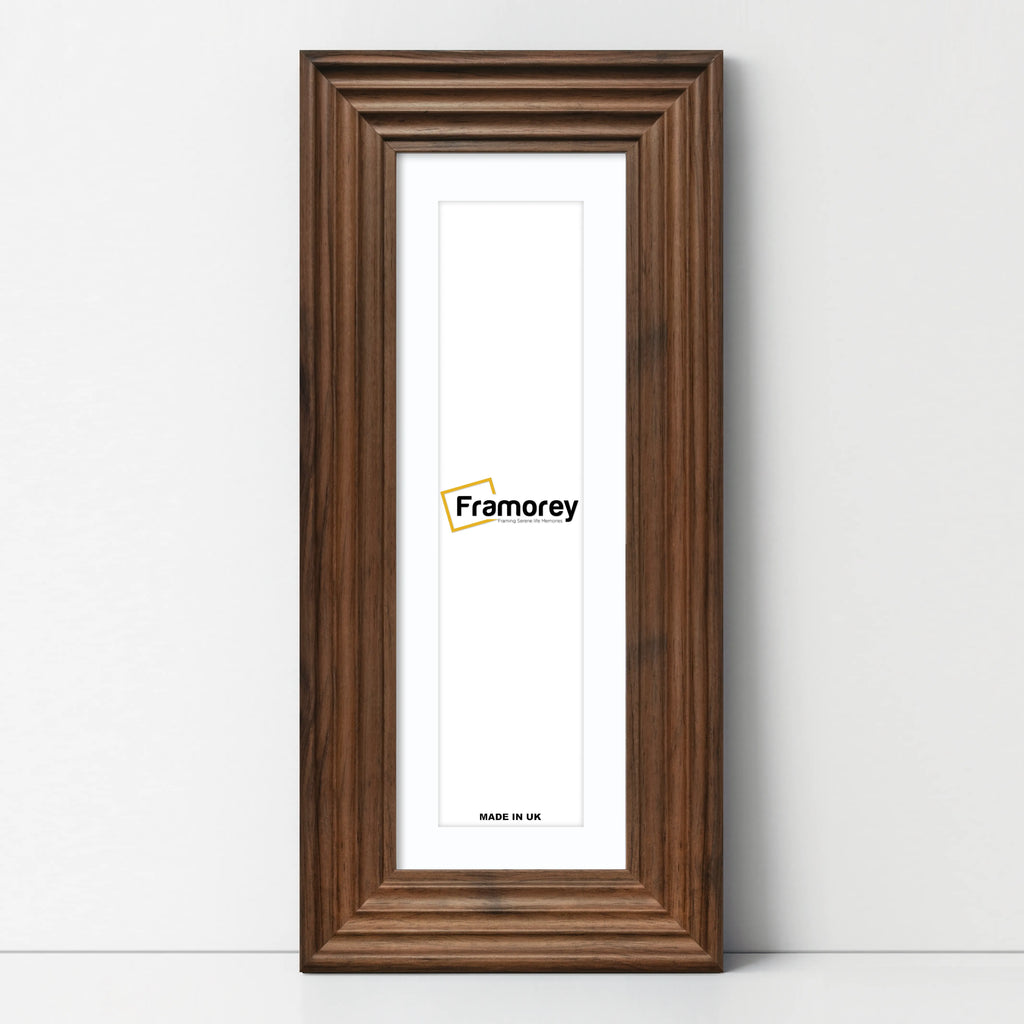 Panoramic Walnut Wooden Picture Frame Big Step Style, With White Mount