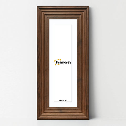 Panoramic Walnut Wooden Picture Frame Big Step Style, With White Mount