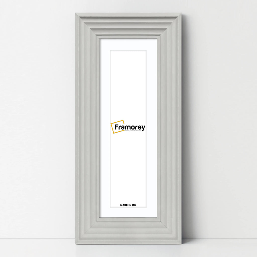Panoramic White Wooden Picture Frame Big Step Style With White Mount