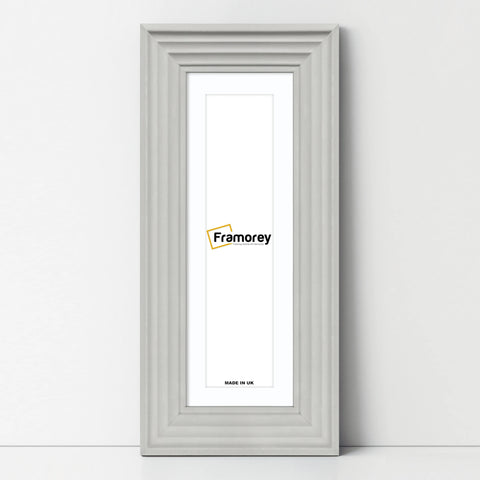 Panoramic White Wooden Picture Frame Big Step Style With White Mount