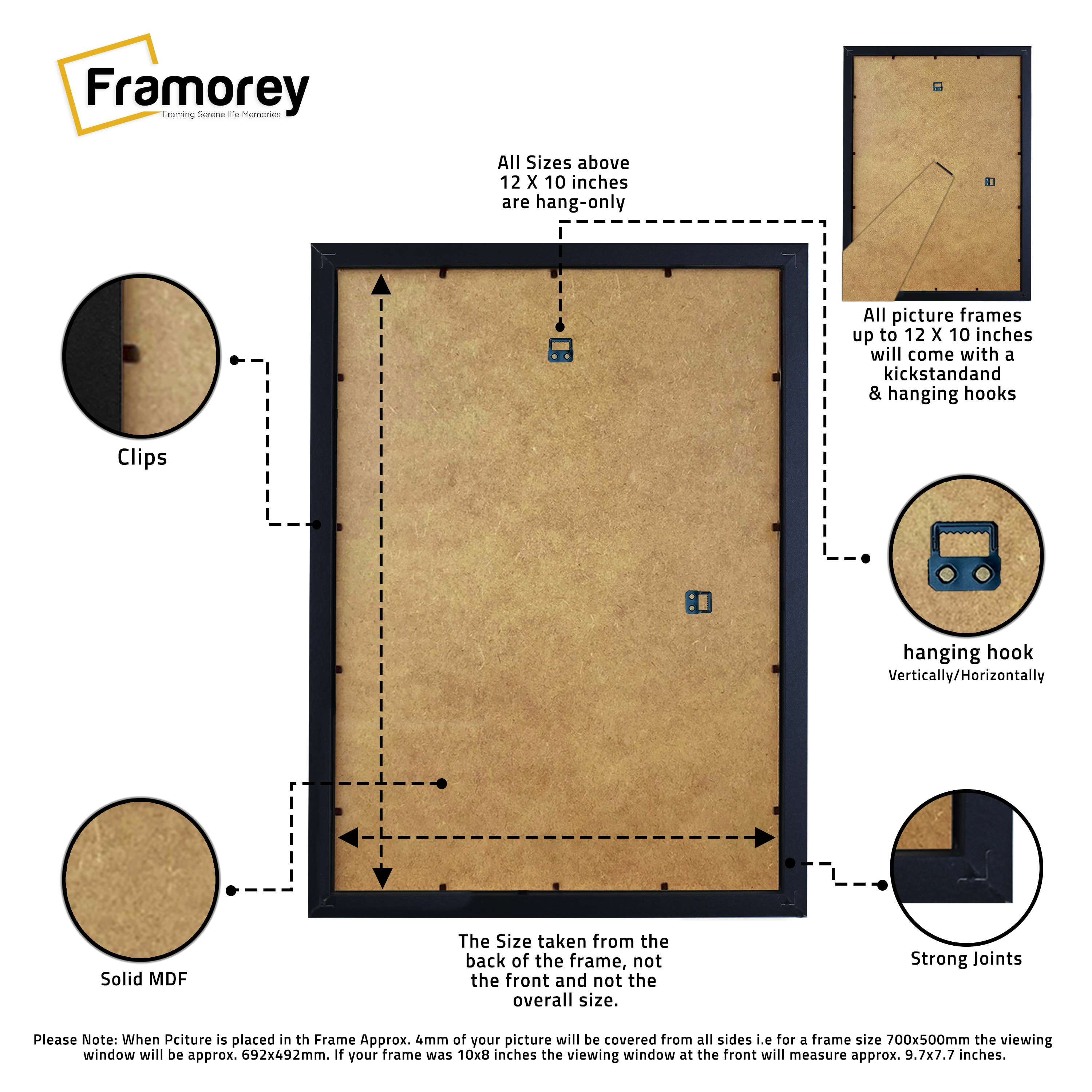 A4 Size Picture Frame 21x29.7cm Photo Frame Wall Mount or Desk