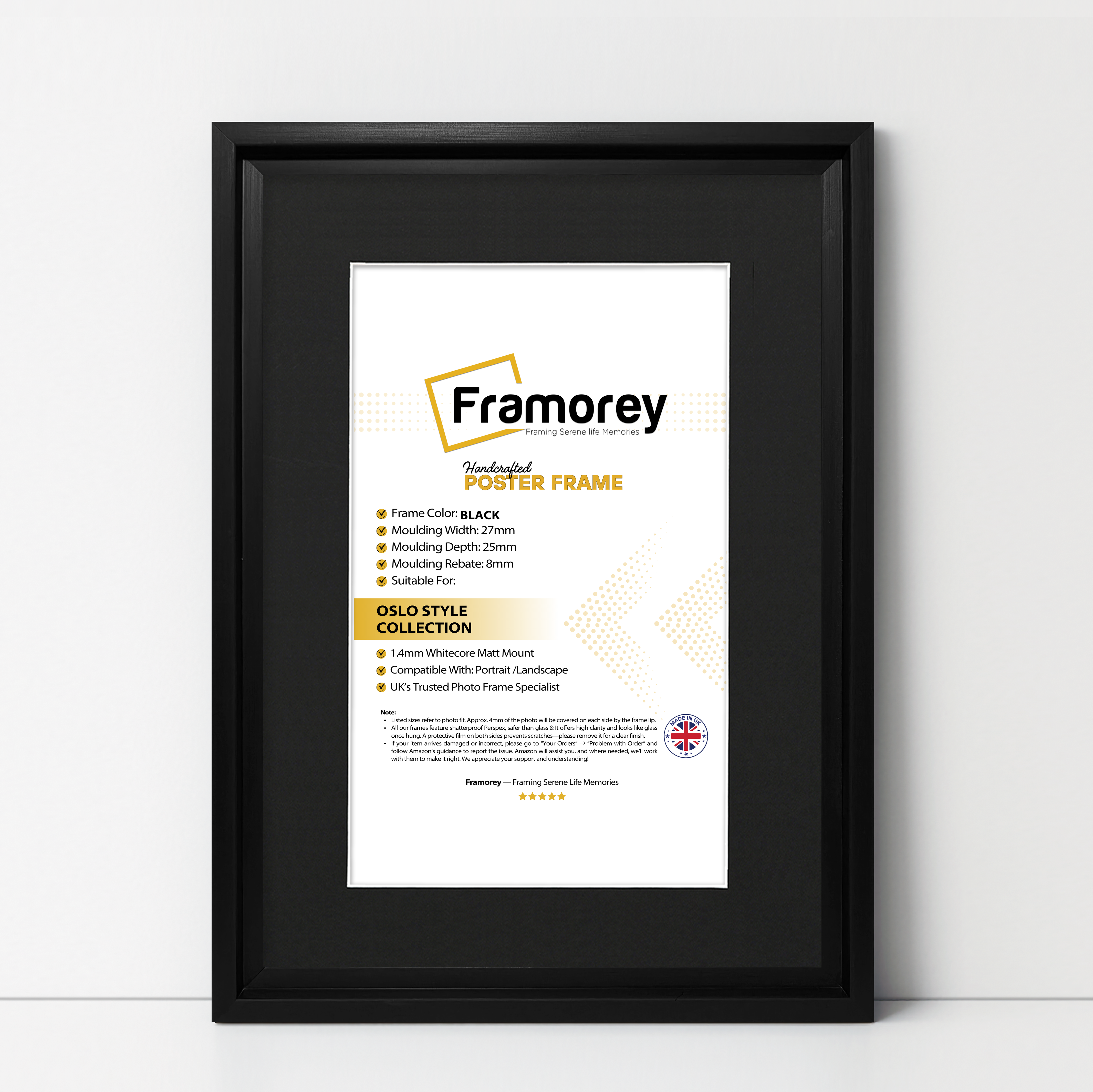 Black Picture Frame Oslo Style Photo Frames With Black Mount