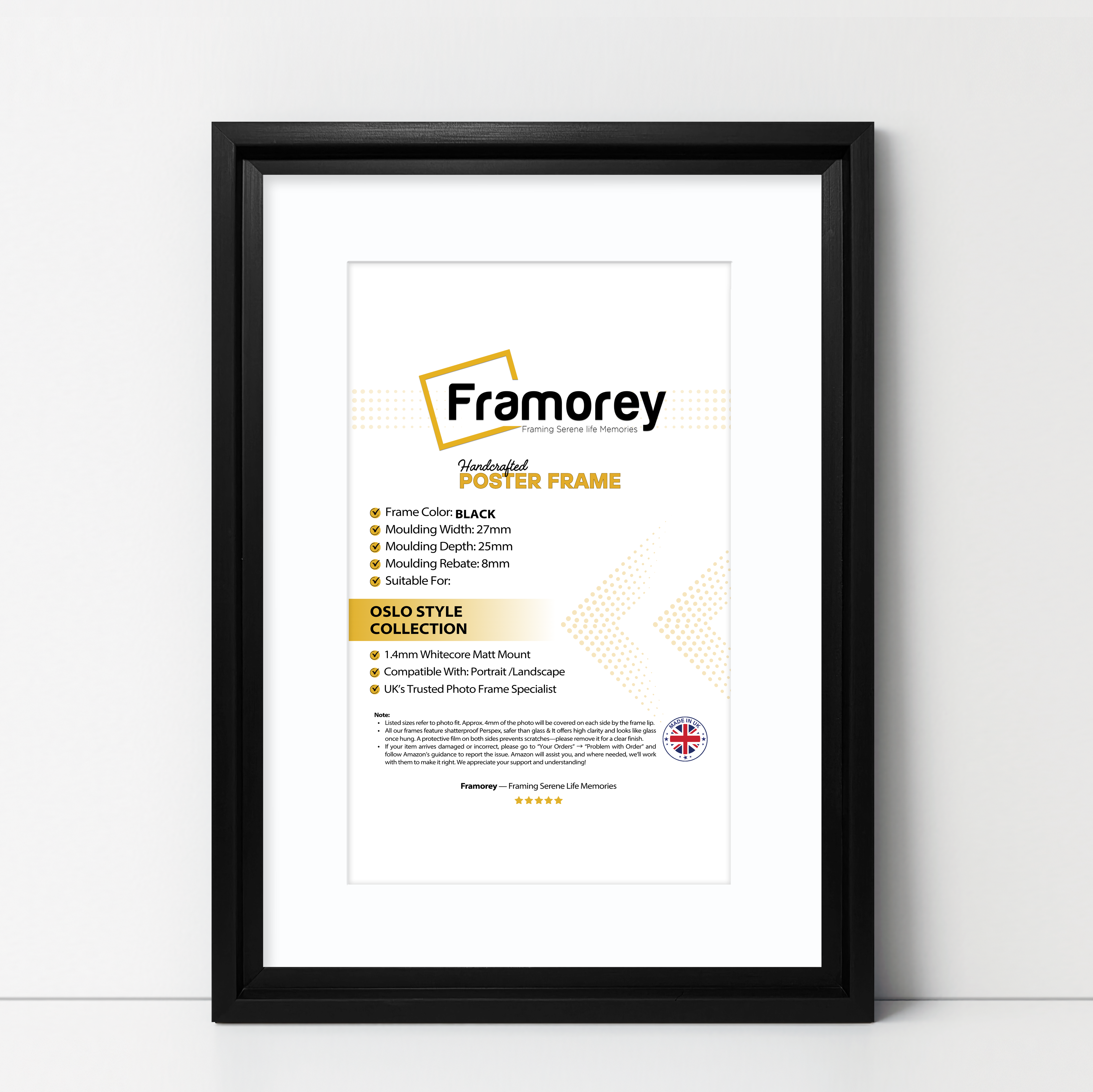 Black Picture Frame Oslo Style Photo Frames With White Mount