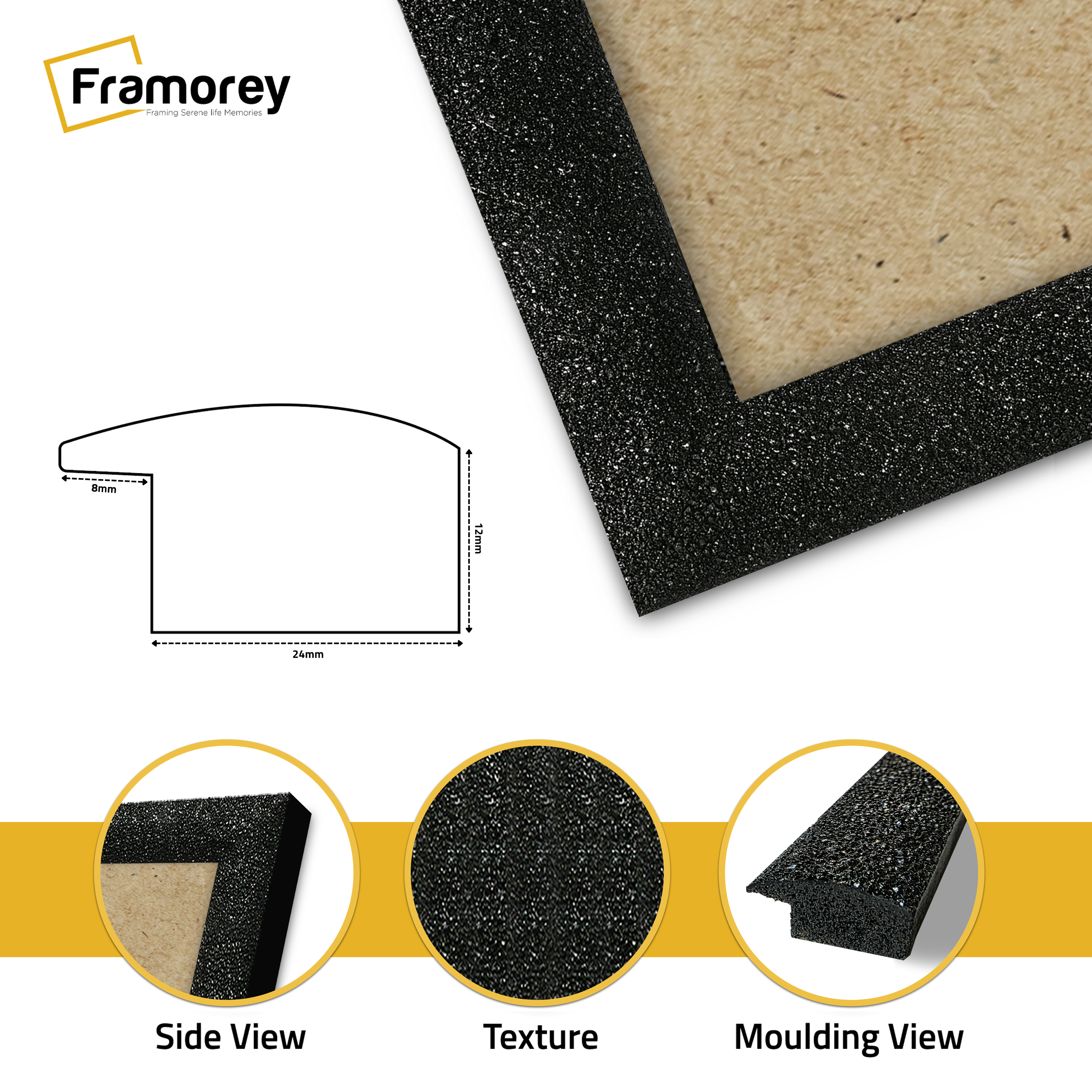 Glitter Sparkle Black Picture Frame Photo Print Frame