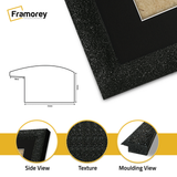 close view of Black Sparkle Poster frame With Black Mount featuring side view texture and molding view