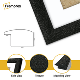 Glitter Sparkle Black Picture Frame Photo Print Frame With White Mount