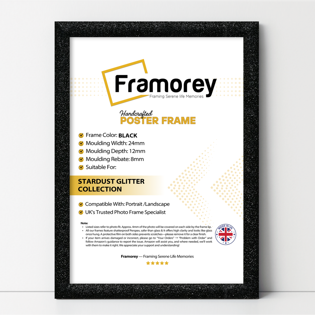 Glitter Sparkle Black Picture Frame Photo Print Frame
