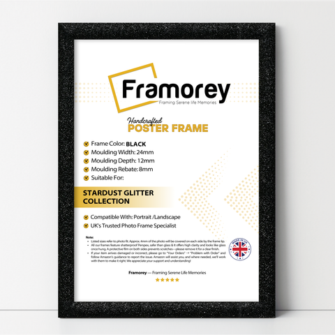 Glitter Sparkle Black Picture Frame Photo Print Frame