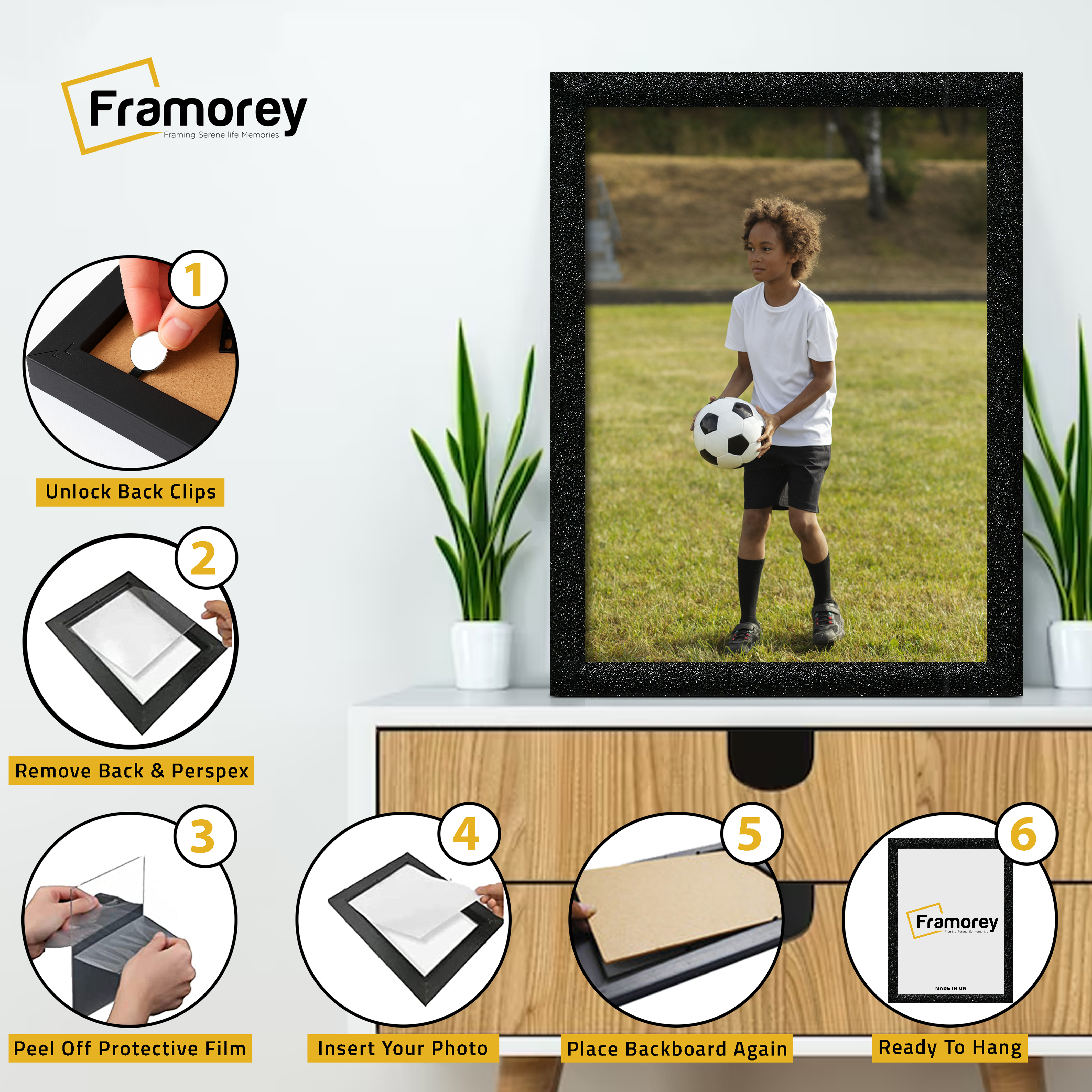 Glitter Sparkle Black Picture Frame Photo Print Frame