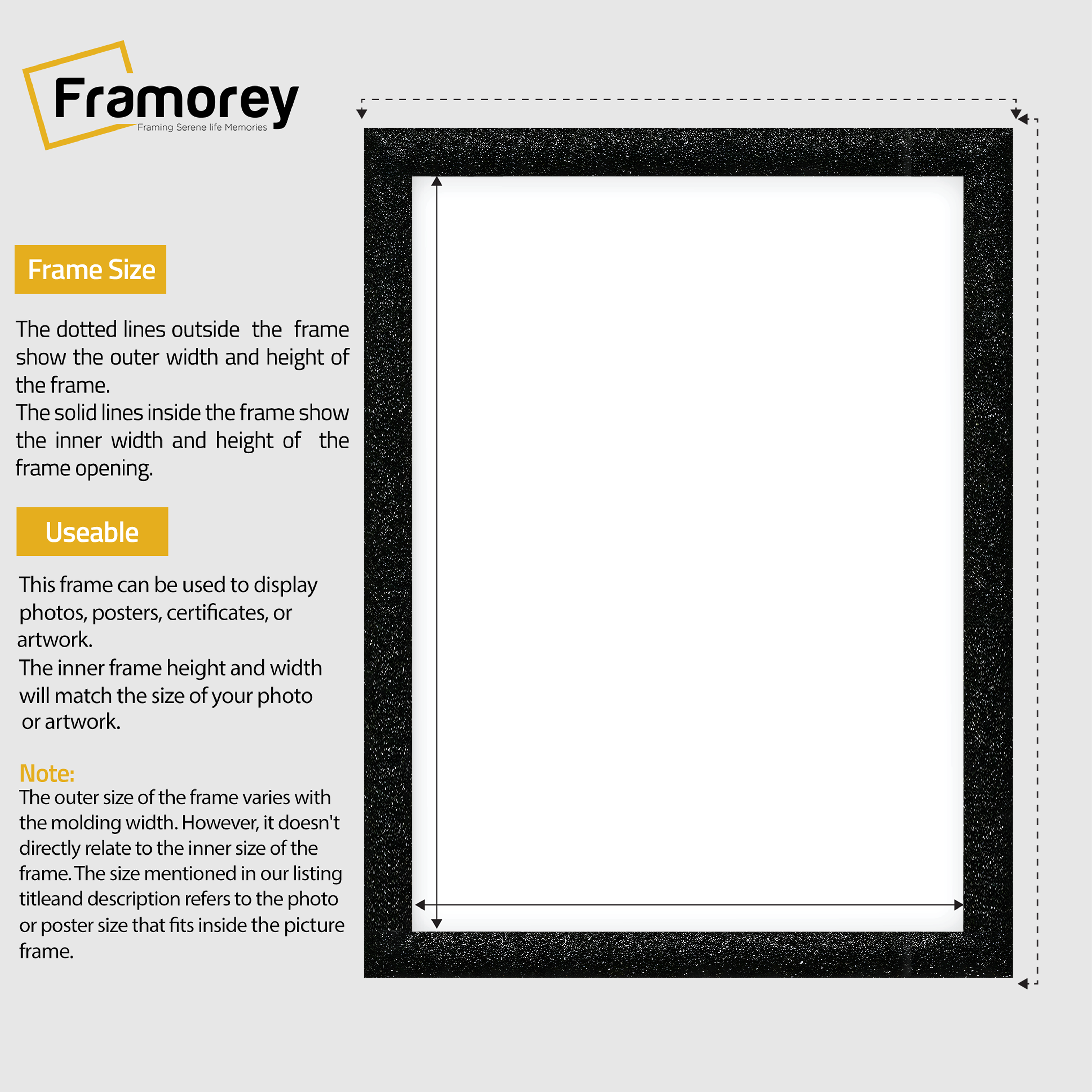 Glitter Sparkle Black Picture Frame Photo Print Frame