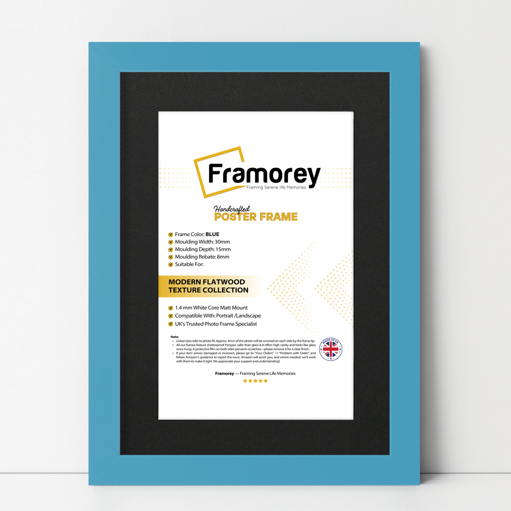 Blue Picture Frame with Black mount Wall Decor Frames
