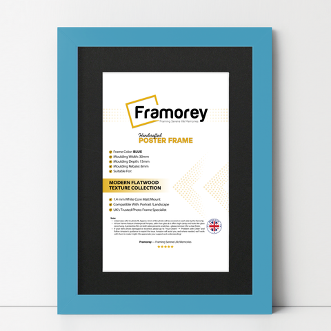 Blue Picture Frame with Black mount Wall Decor Frames