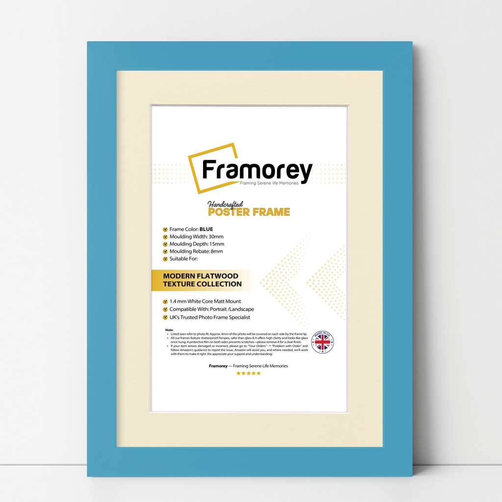 Blue Picture Frame with Ivory mount Wall Decor Frames