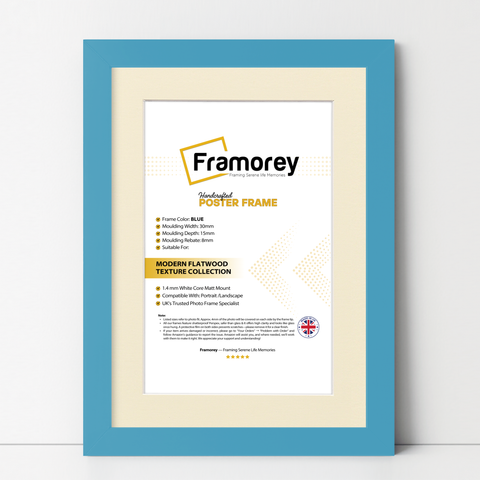 Blue Picture Frame with Ivory mount Wall Decor Frames
