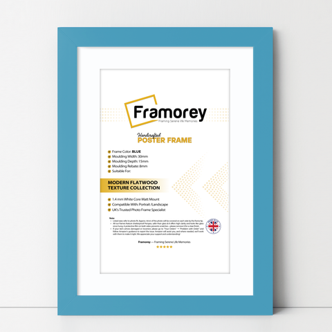 Blue Picture Frame with White mount Wall Decor Frames