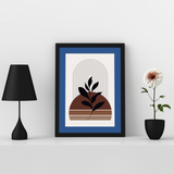 Front view of  Black frame with Blue Bevel Cut Mount.
