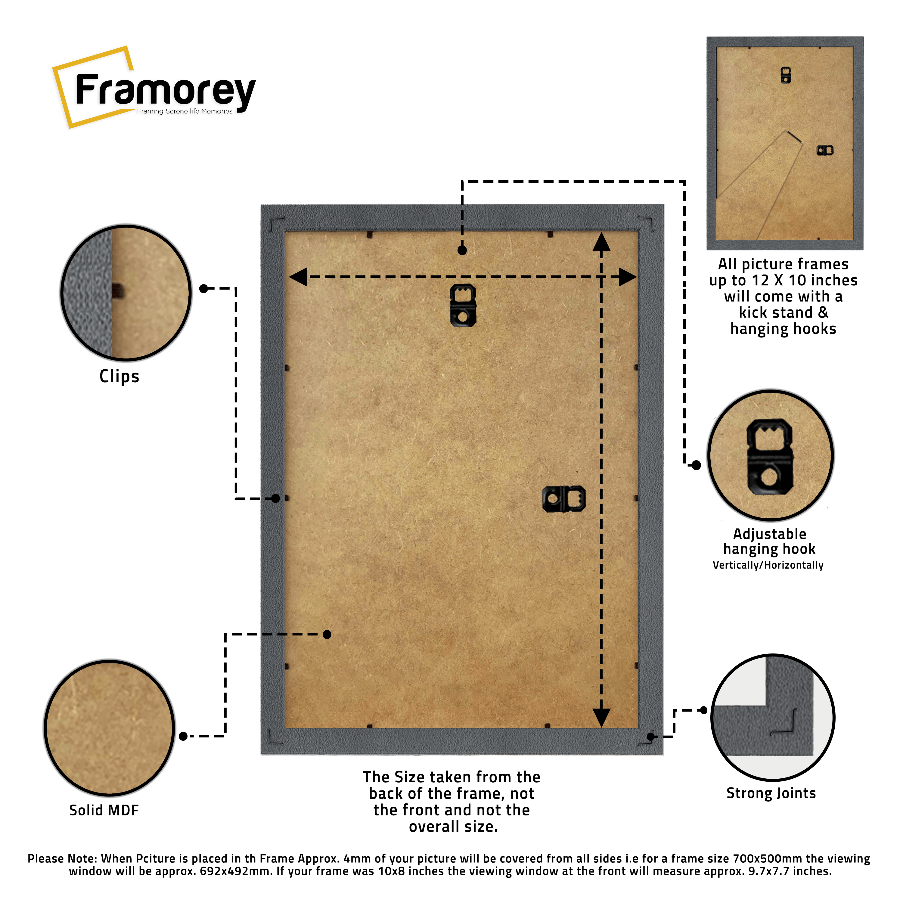 Thin Matt Dark Grey Picture Frames with White Mount