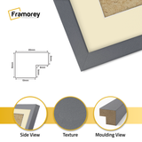 Thin Style Dark Grey Picture Frames with Ivory Mount