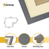 Thin Matt Panoramic Dark Grey Pictures Frames With Ivory Mount