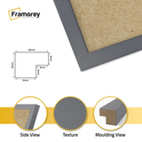 close view of dark grey Poster frame featuring side view texture and molding view