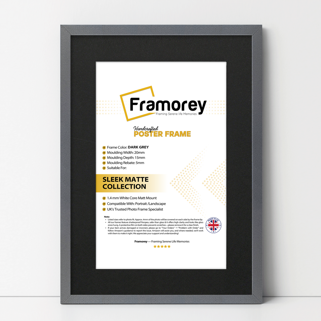 Thin Style Dark Grey Picture Frames with Black Mount