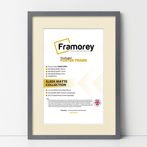 Thin Style Dark Grey Picture Frames with Ivory Mount