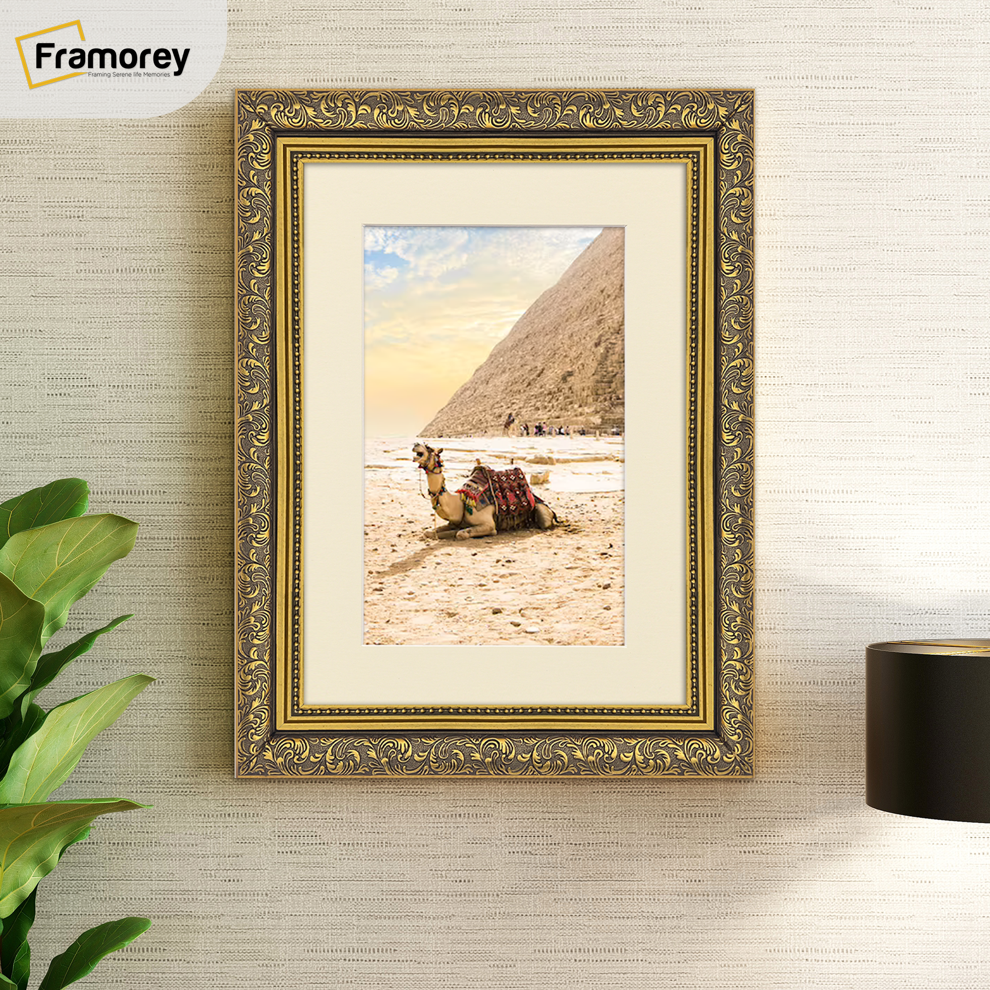 Different layers of a Gold Picture Frame with white mount with names of layers .